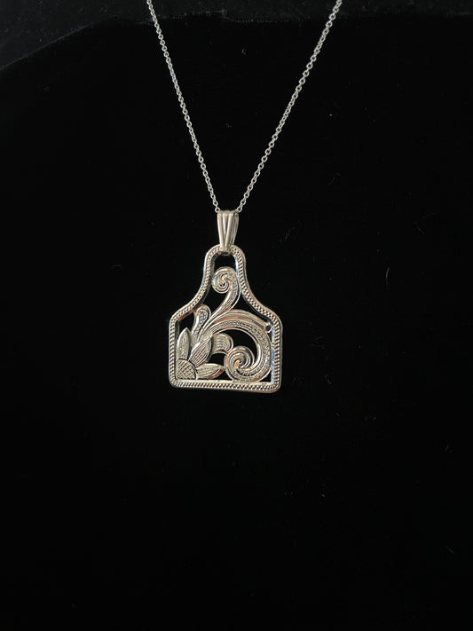 Sterling Silver Cow Tag Pendant